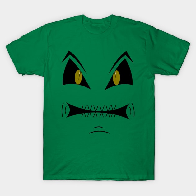 Funny Halloween Angry Jack O Lantern Pumpkin Face with Cross Stitched Mouth T-Shirt by CharJens